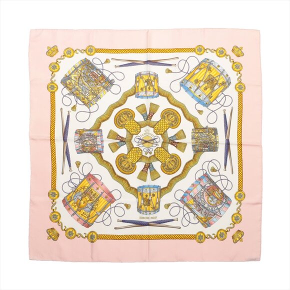 Hermes Accessories - SOLD - Hermès Carré 90 LES TAMBOURS drumming Scarf Silk Pink